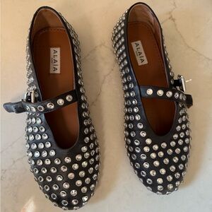 Alaïa Black Studded Mary Jane Flats